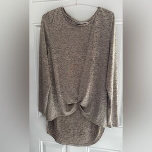 Noisy May Heather Taupe Twist-Front Long Sleeve Top